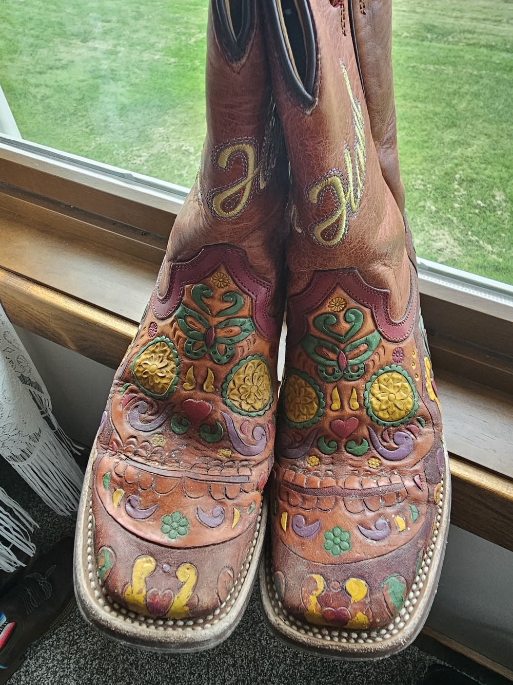 Tin Haul Multicolor Embroidered Brown Leather Western Boots
